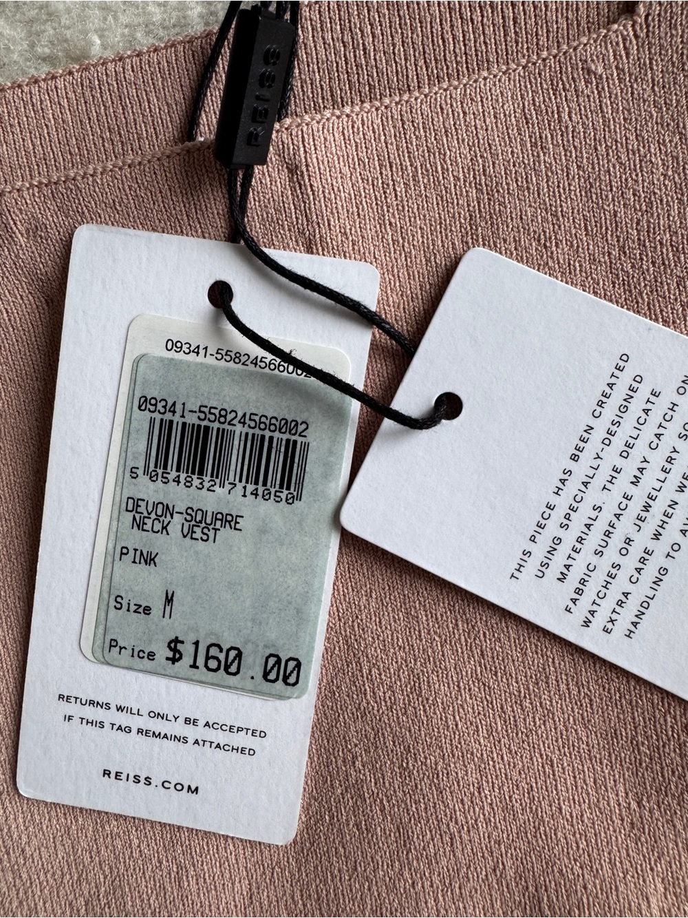 Reiss Devon Square Neck Top Pink NWT - Picture 12 of 12